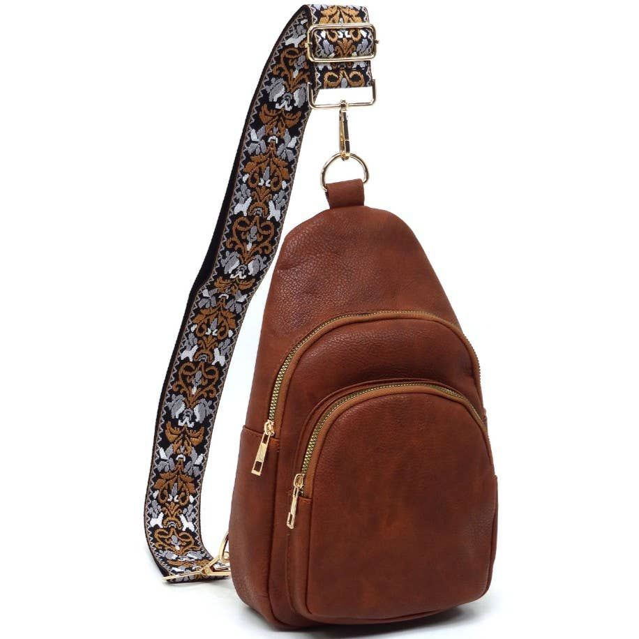 Zara Zipper Crossbody Bag with Boho Strap