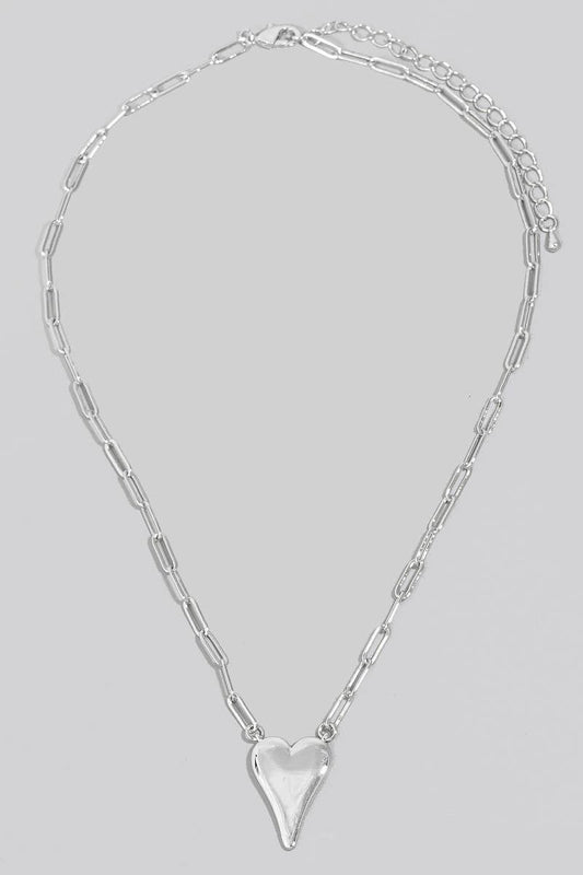Gold Dipped Long Heart Oval Hoop Chain Necklace