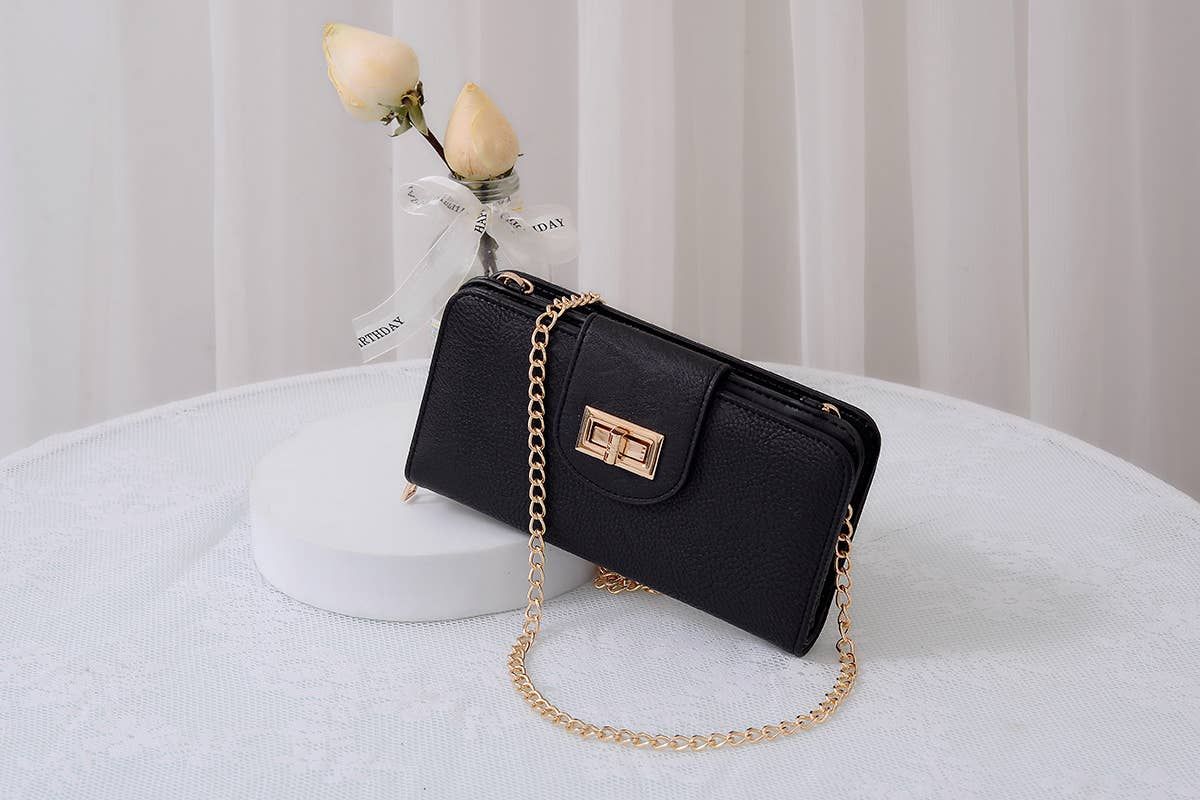 AD041 Turn Lock Crossbody Wallet