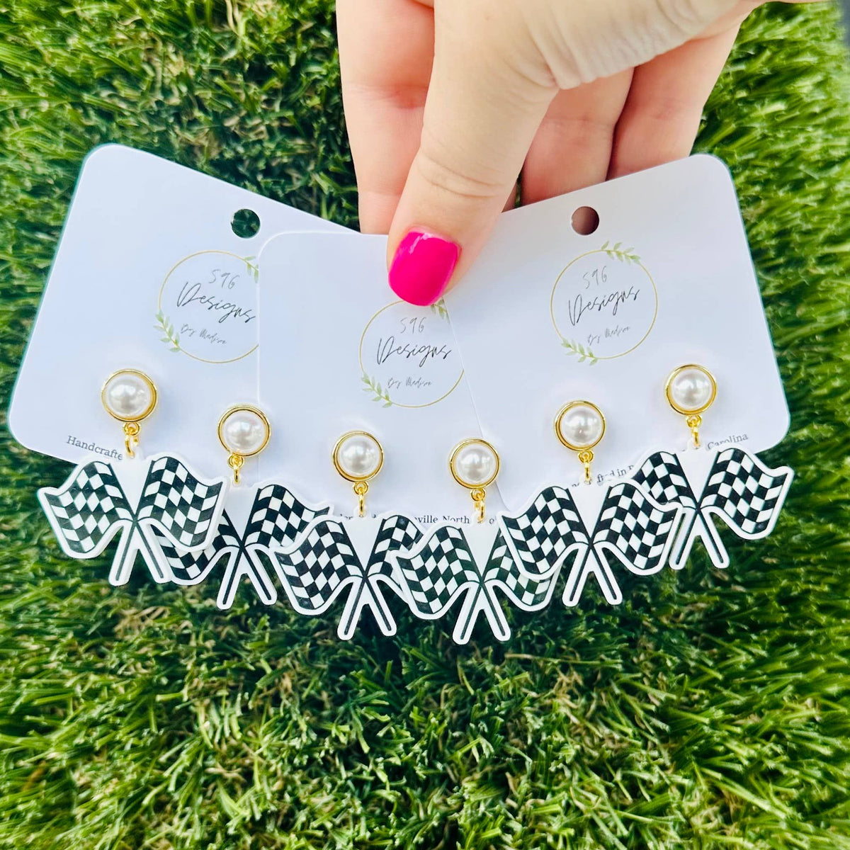 Checkered Flag Statement Earrings