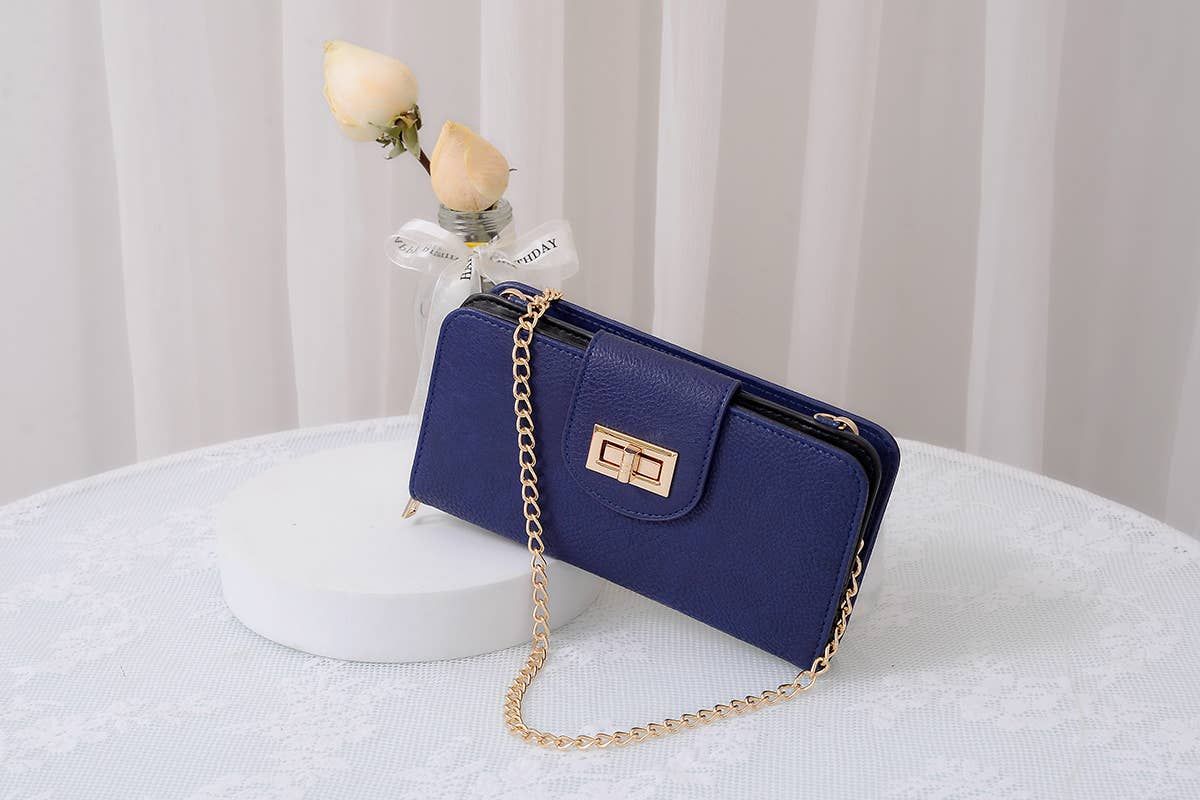 AD041 Turn Lock Crossbody Wallet