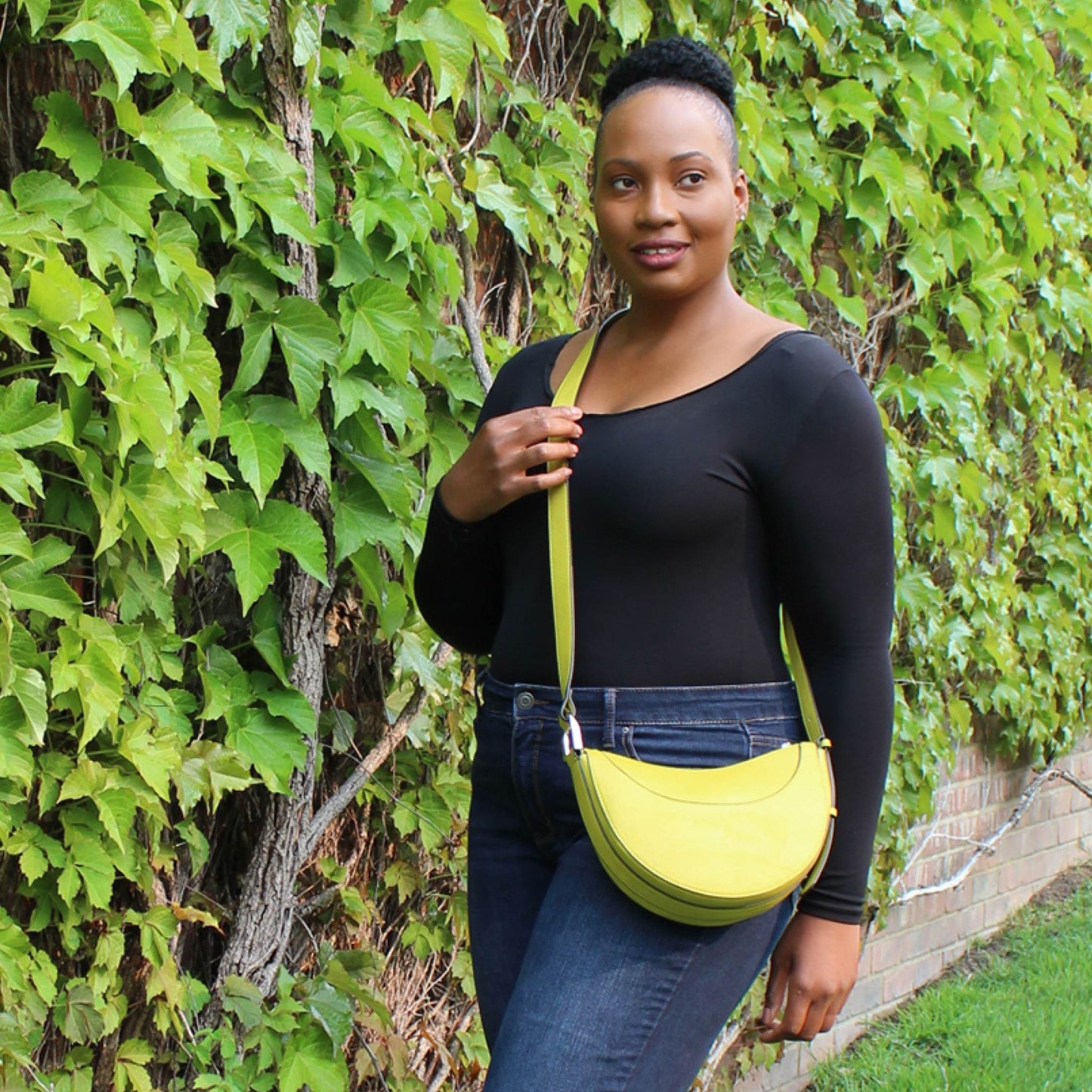 GIANNA HALF MOON CROSSBODY CHARTREUSE