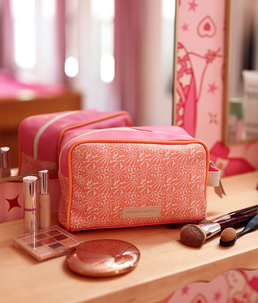Handle Cosmetic Bag - Face - Pink/Orange/Cream