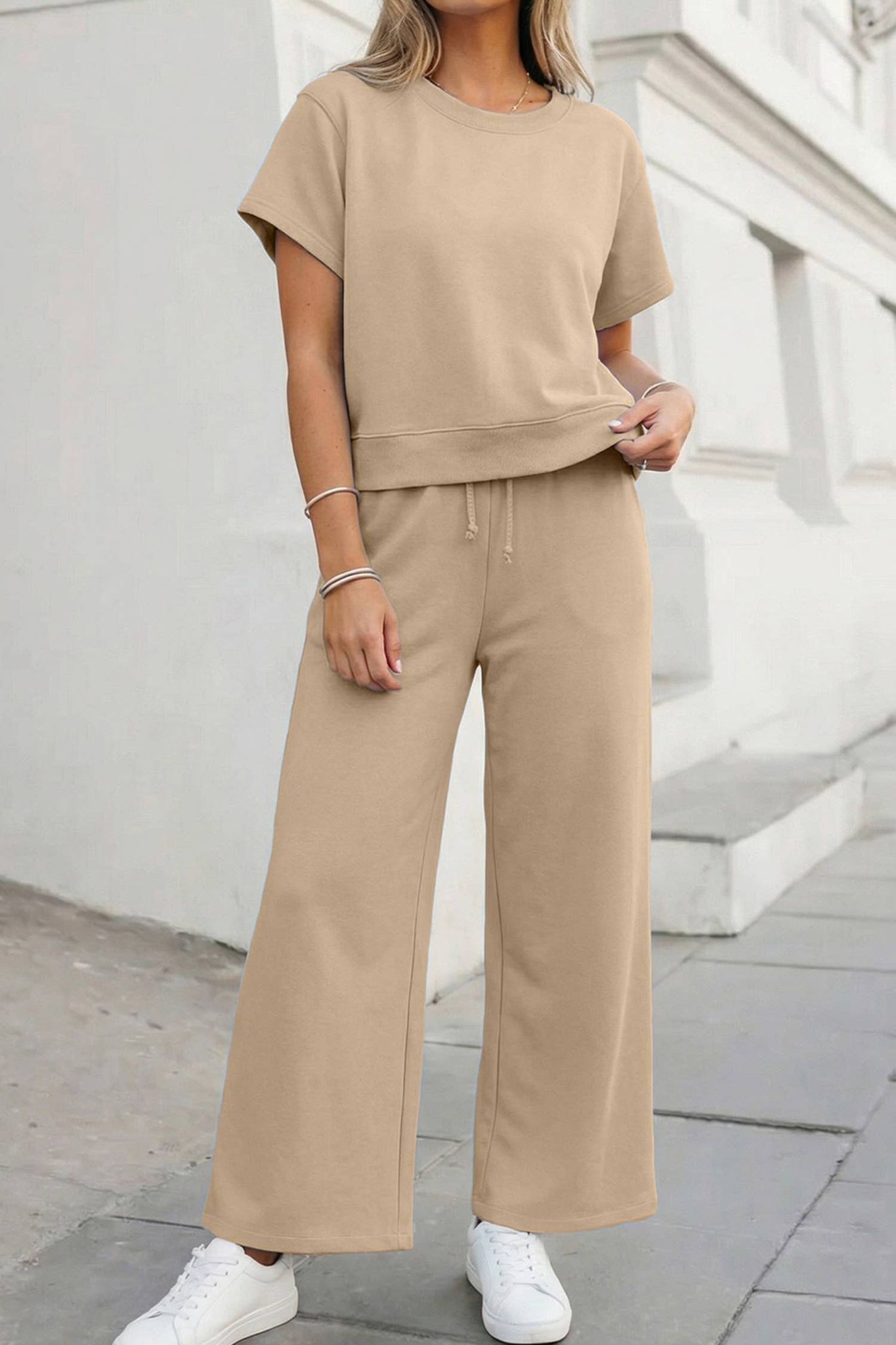 Soft Color Tee & Wide Leg Pants 2pcs Set | S-XL Plus 1X-4X