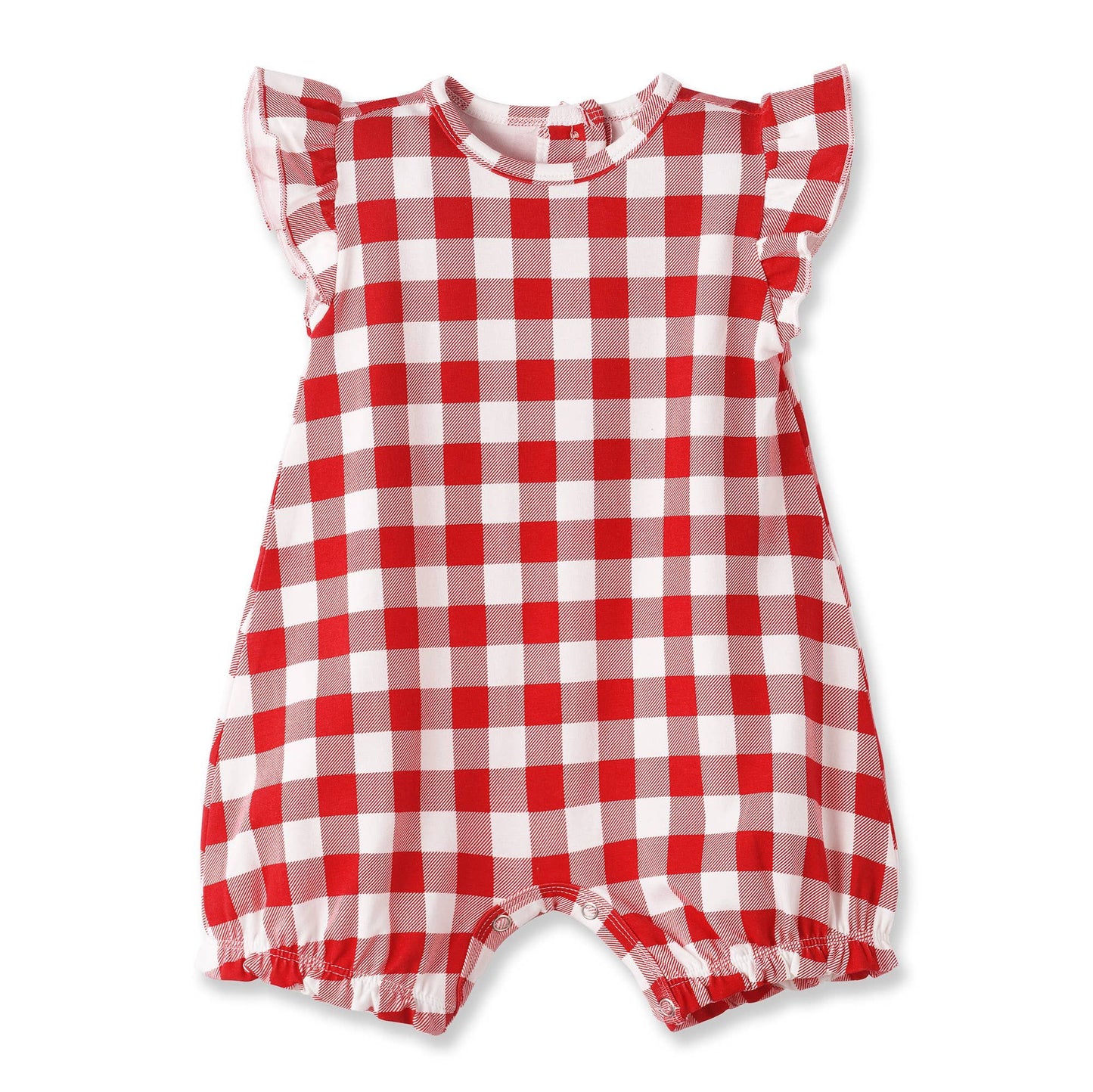 Picnic Plaid Soft Bamboo Bubble Romper for Baby Girls