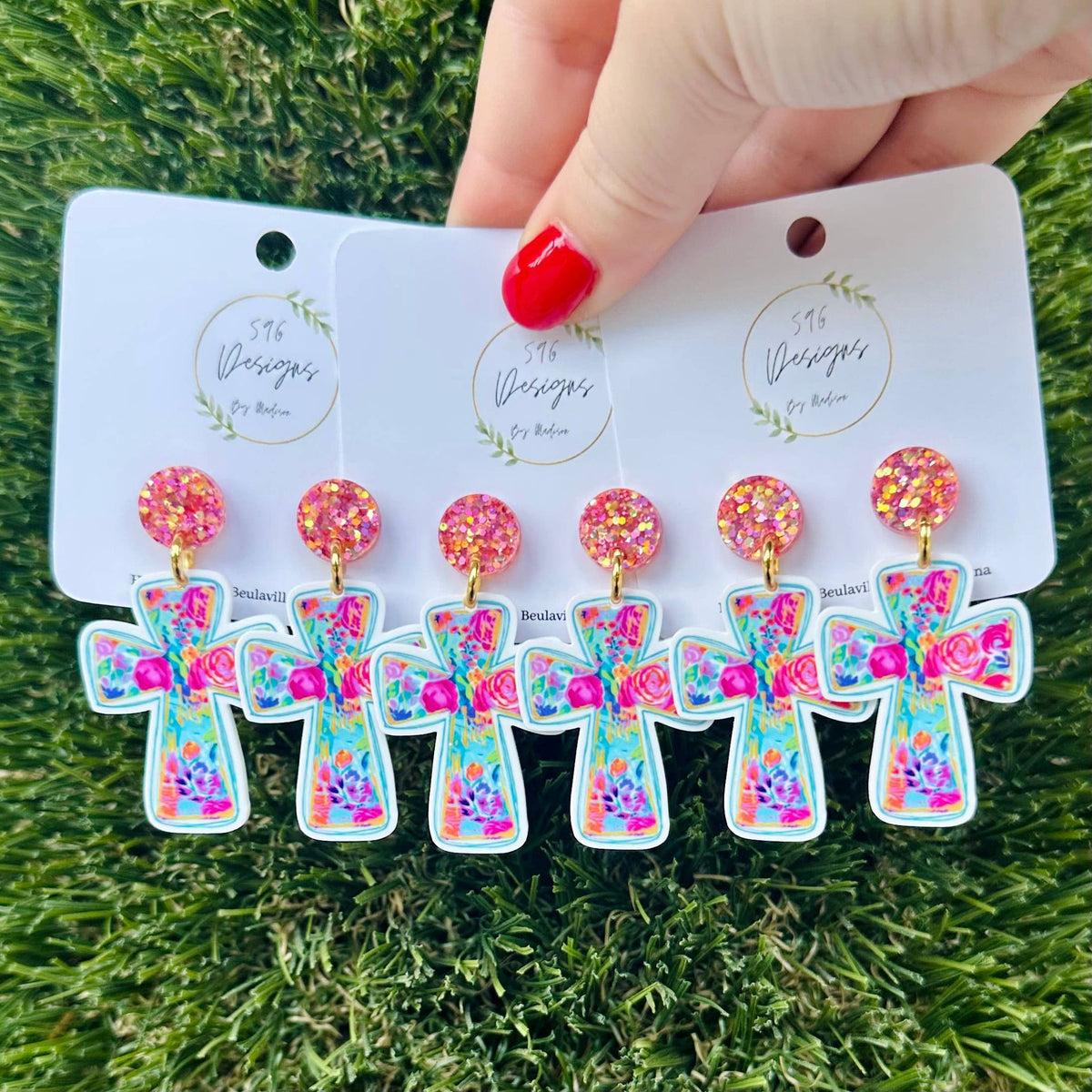 Flower Cross Statement Earrings
