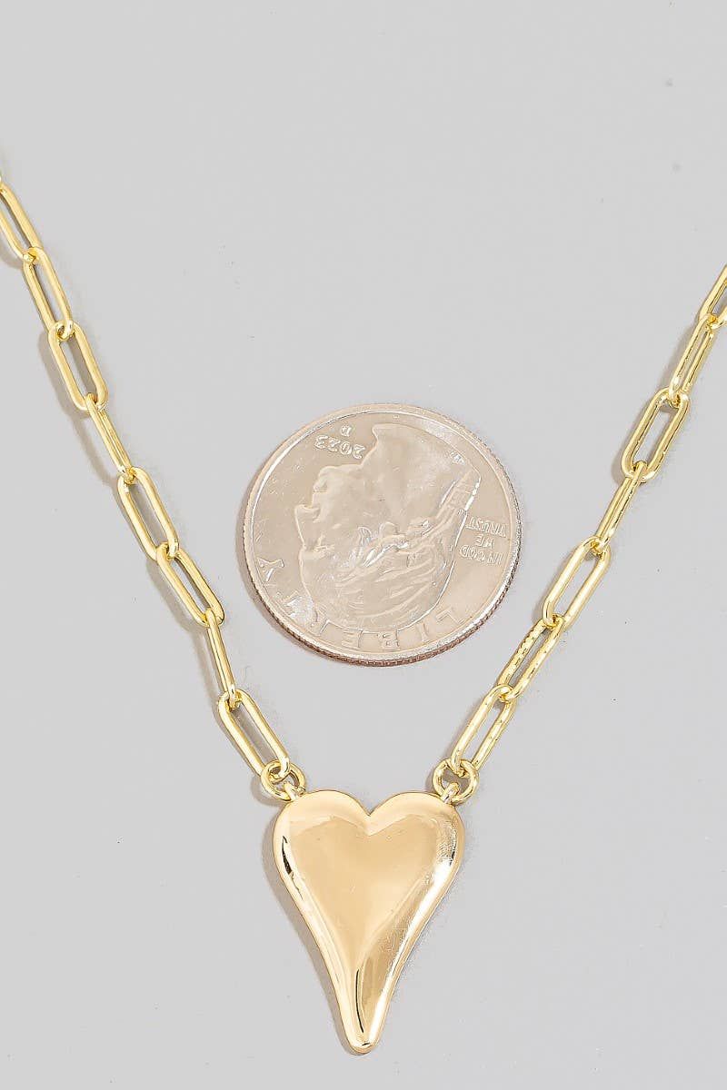 Gold Dipped Long Heart Oval Hoop Chain Necklace