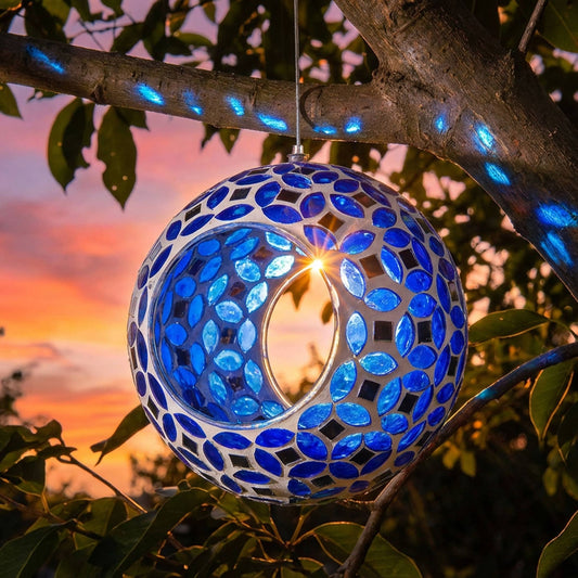 Lavender Mosaic Glass Fly-Through Hanging Bird Feeder