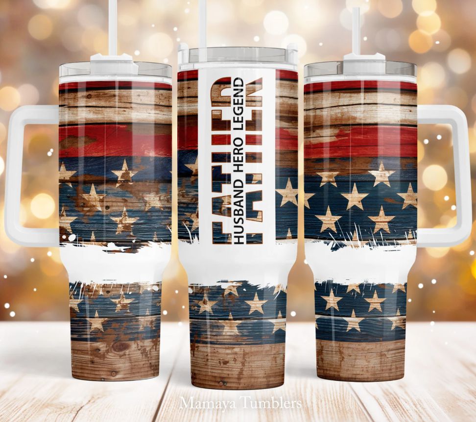 Husband Hero Legend Father 40oz Tumbler with Handle