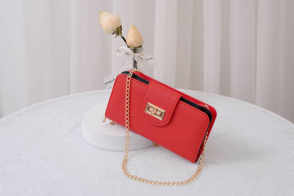 AD041 Turn Lock Crossbody Wallet