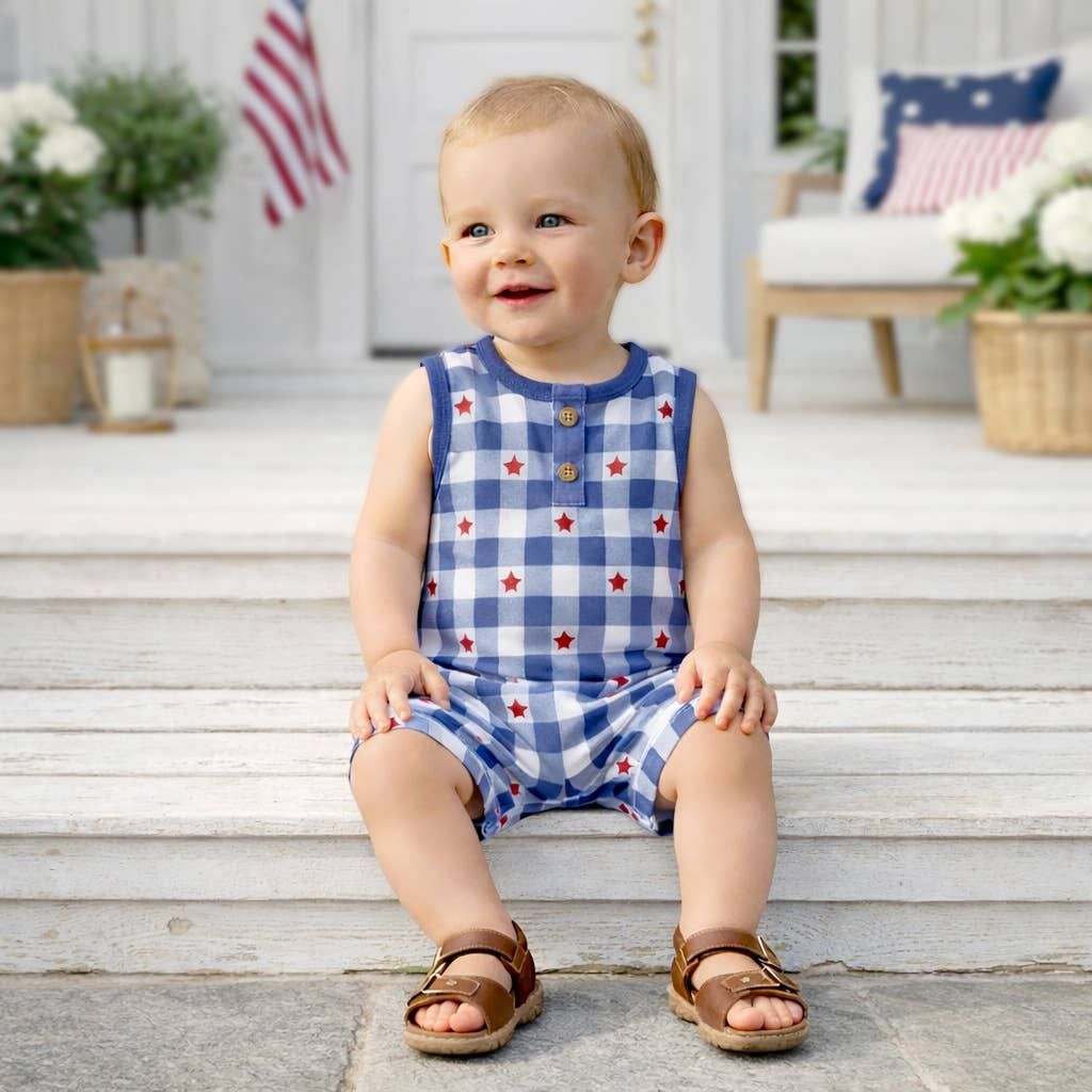 Americana Bamboo Short Baby Romper - 4th of July
