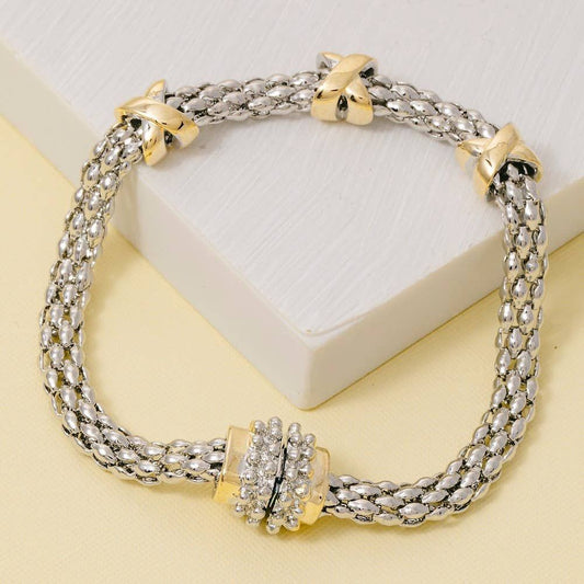 Gold Plated Two Tone Magnetic Clasp Bracelet