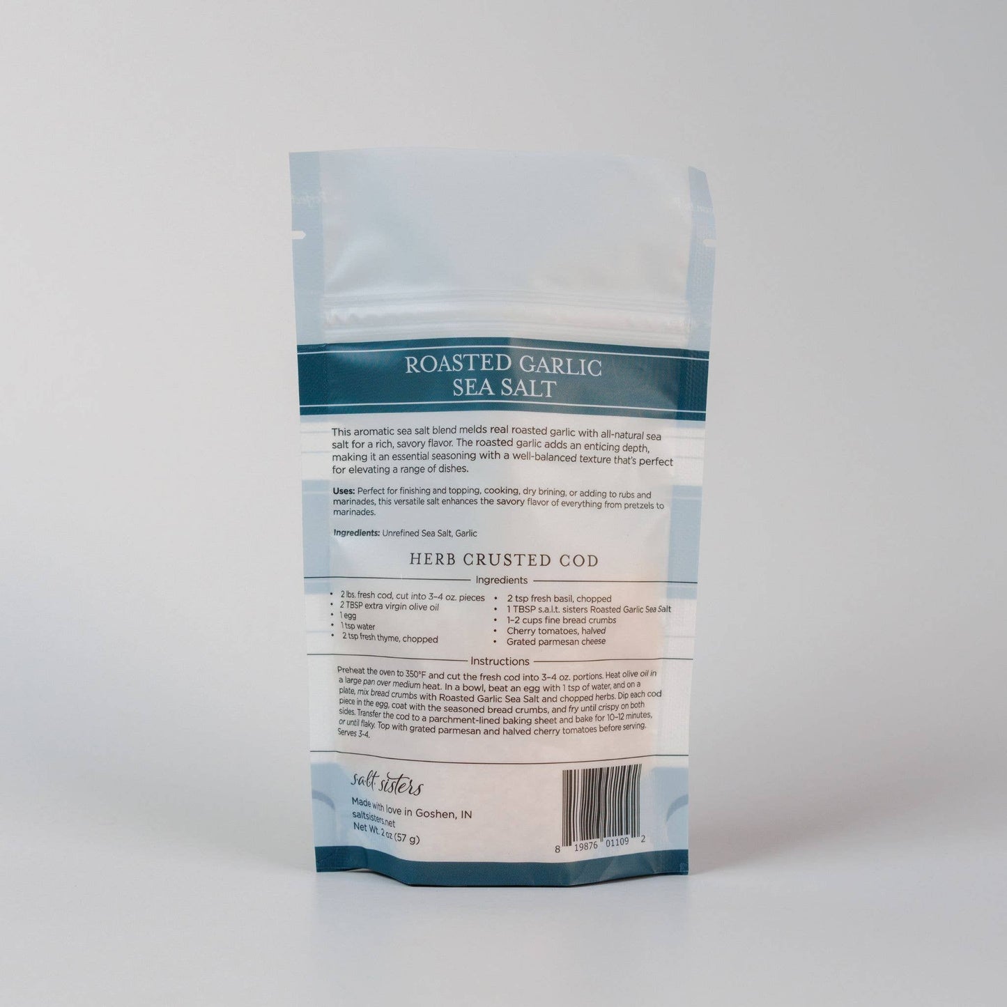 All-Natural Sea Salt - Roasted Garlic - 2 oz