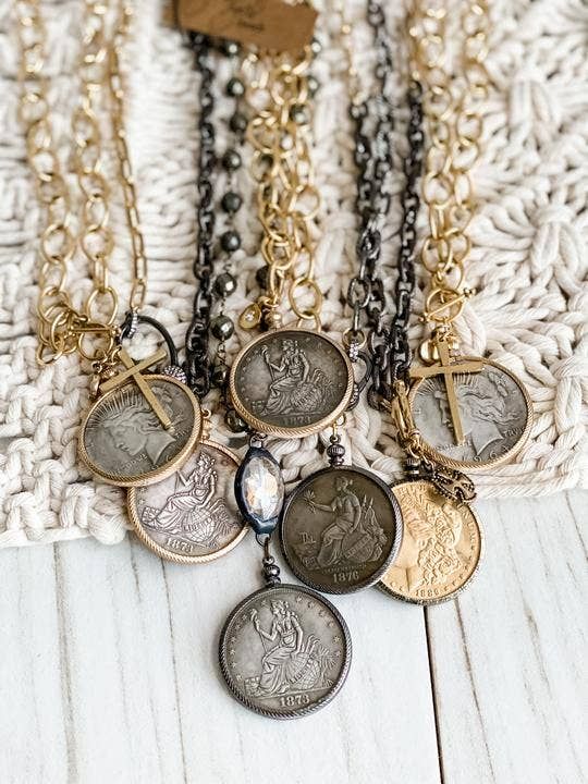 Relic Coin and Cross Necklace
