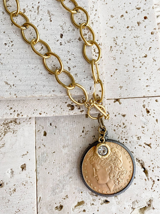 Relic Coin and Cross Necklace