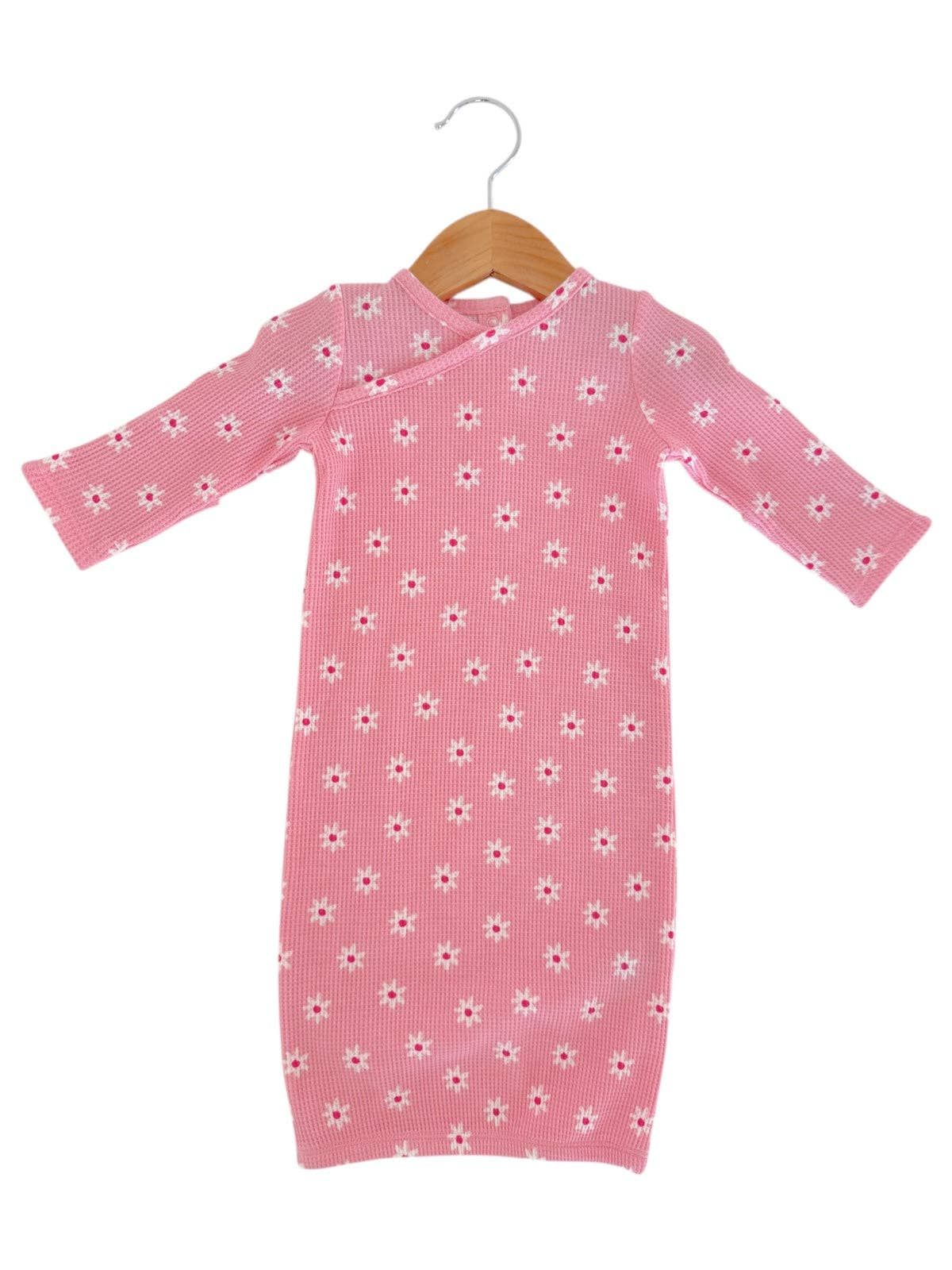 Organic Waffle Gown, Pink Flower