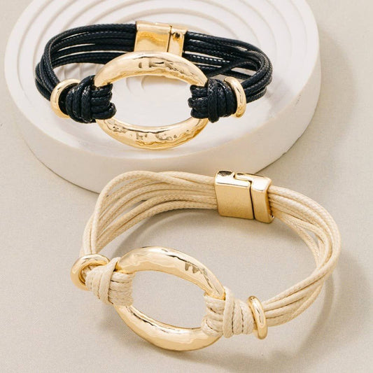 Magnetic Clasp Oval Hoop Corded Bracelet