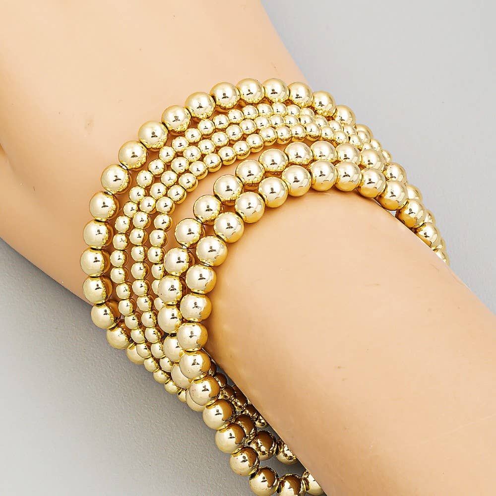 Metallic Ball Beaded Stackable Bracelet