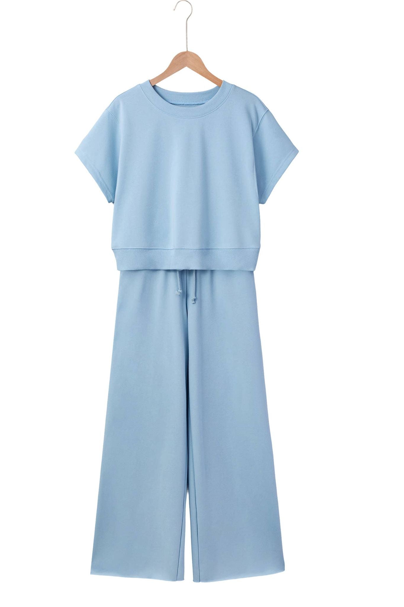 Soft Color Tee & Wide Leg Pants 2pcs Set | S-XL Plus 1X-4X