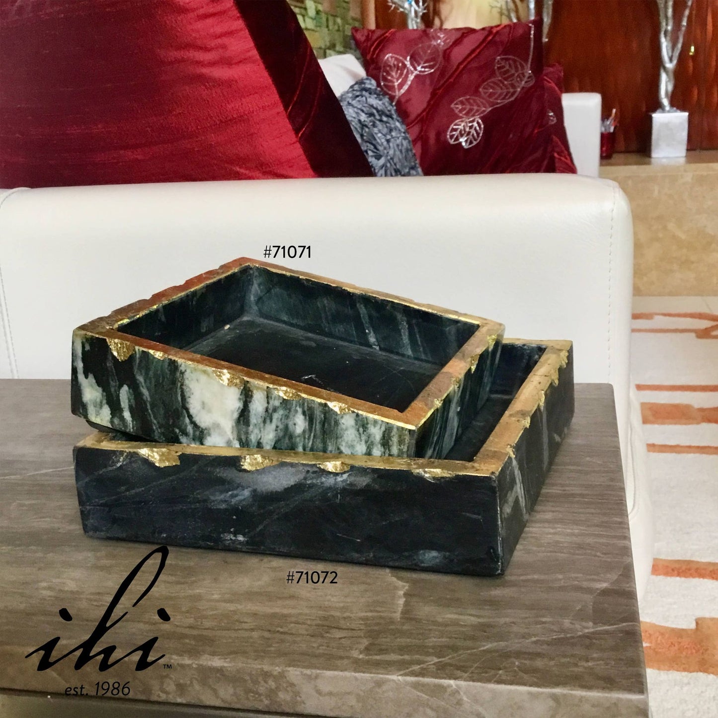 LG Gold Edged Marble Napkin Box