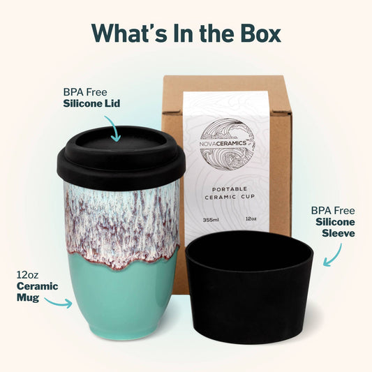 Nebula Ceramic Travel Mug – 12oz with Lid & Sleeve