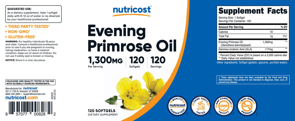 Evening Primrose Oil [1300 MG] [120 Softgels]