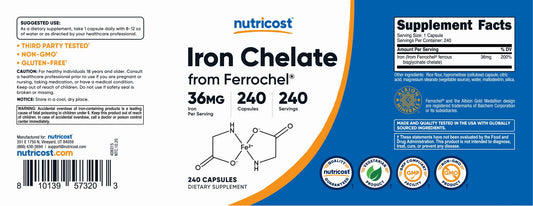 Iron Chelate (Ferrochel) Capsules [36 MG] [240 CAPS]
