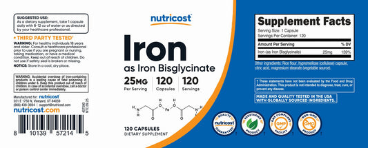 Iron Bisglycinate Capsules [25 MG] [120 CAPS]