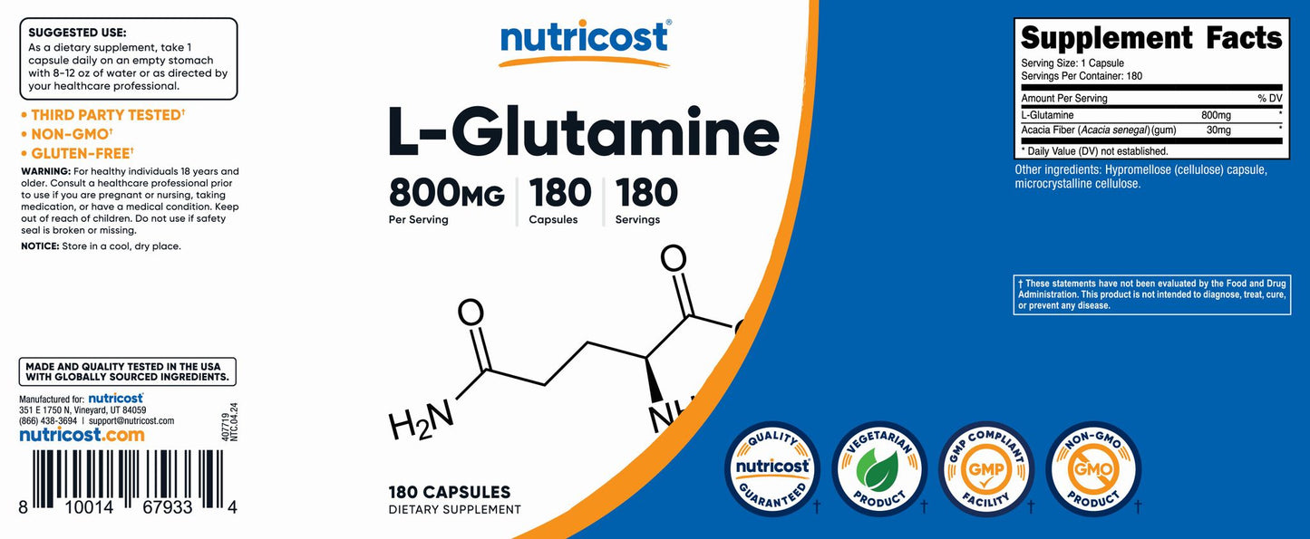 L-Glutamine Capsules [800 MG] [180 CAPS]