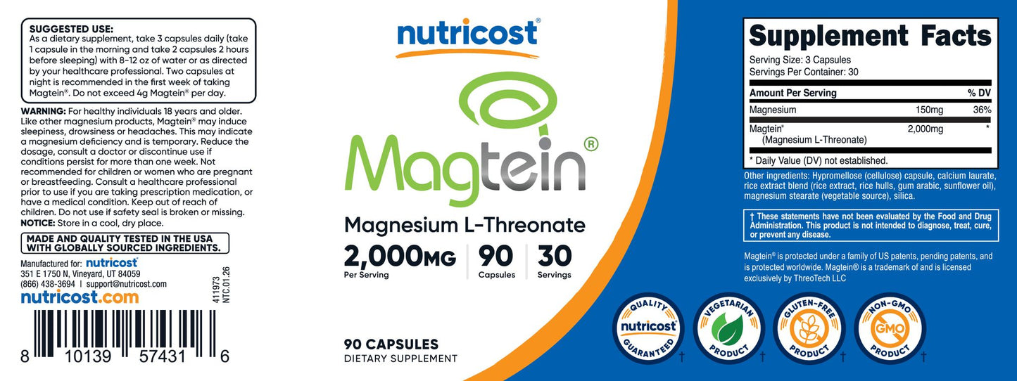 Magtein Magnesium L-Threonate [144 MG] [90 CAPS]