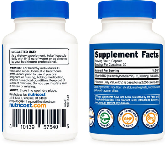 Vitamin B12 Capsules [2 MG] [30 CAPS]