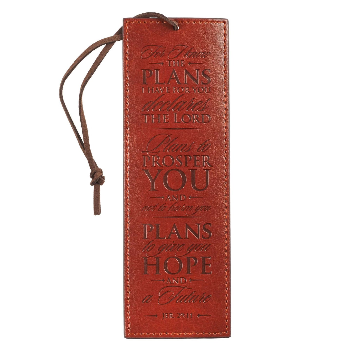 Bookmark Faux Leather Brown I Know the
Plans Jer. 29:11