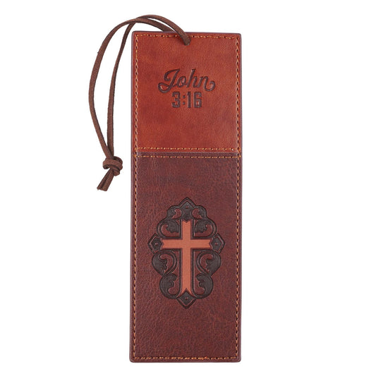 Bookmark Faux Leather Brown Two-tone
Cross John 3:16