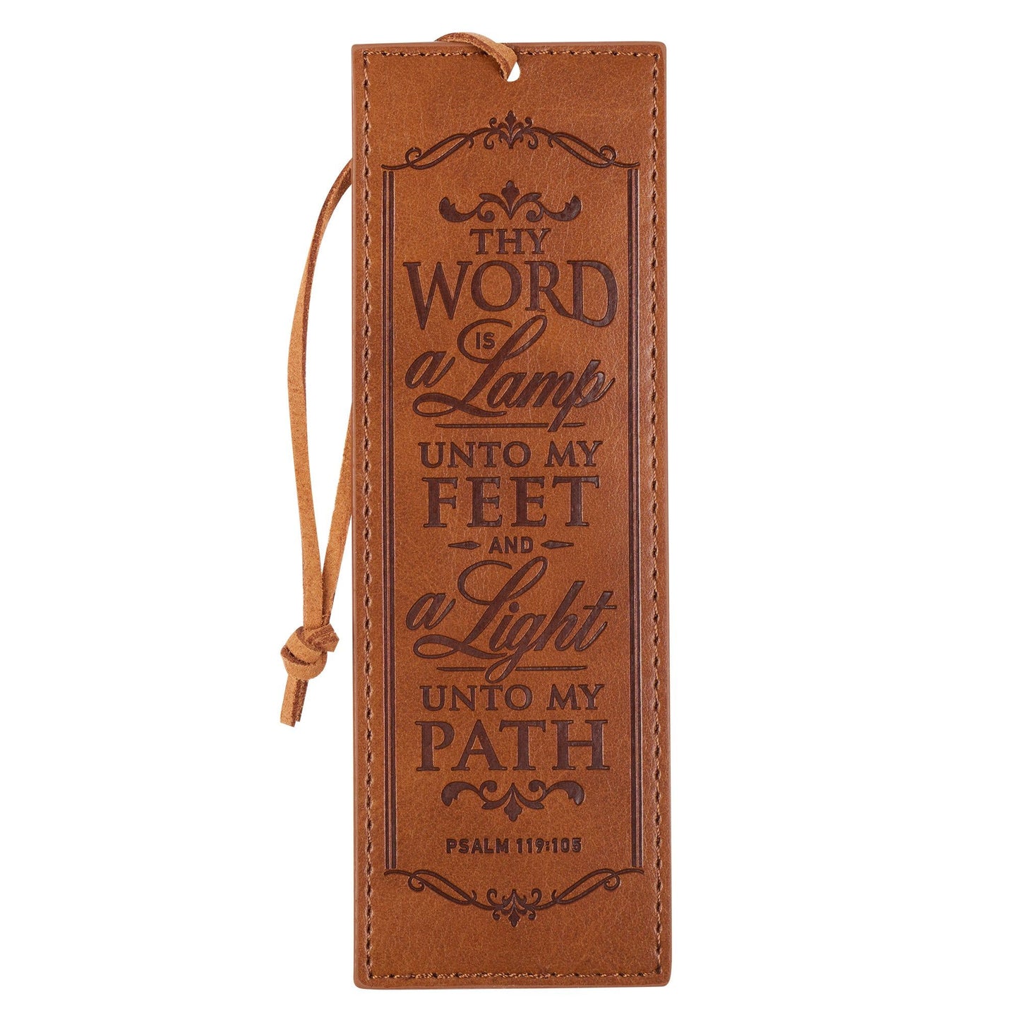 Bookmark Faux Leather Brown Thy Word is a Lamp Ps. 119:105