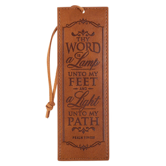 Bookmark Faux Leather Brown Thy Word is a Lamp Ps. 119:105