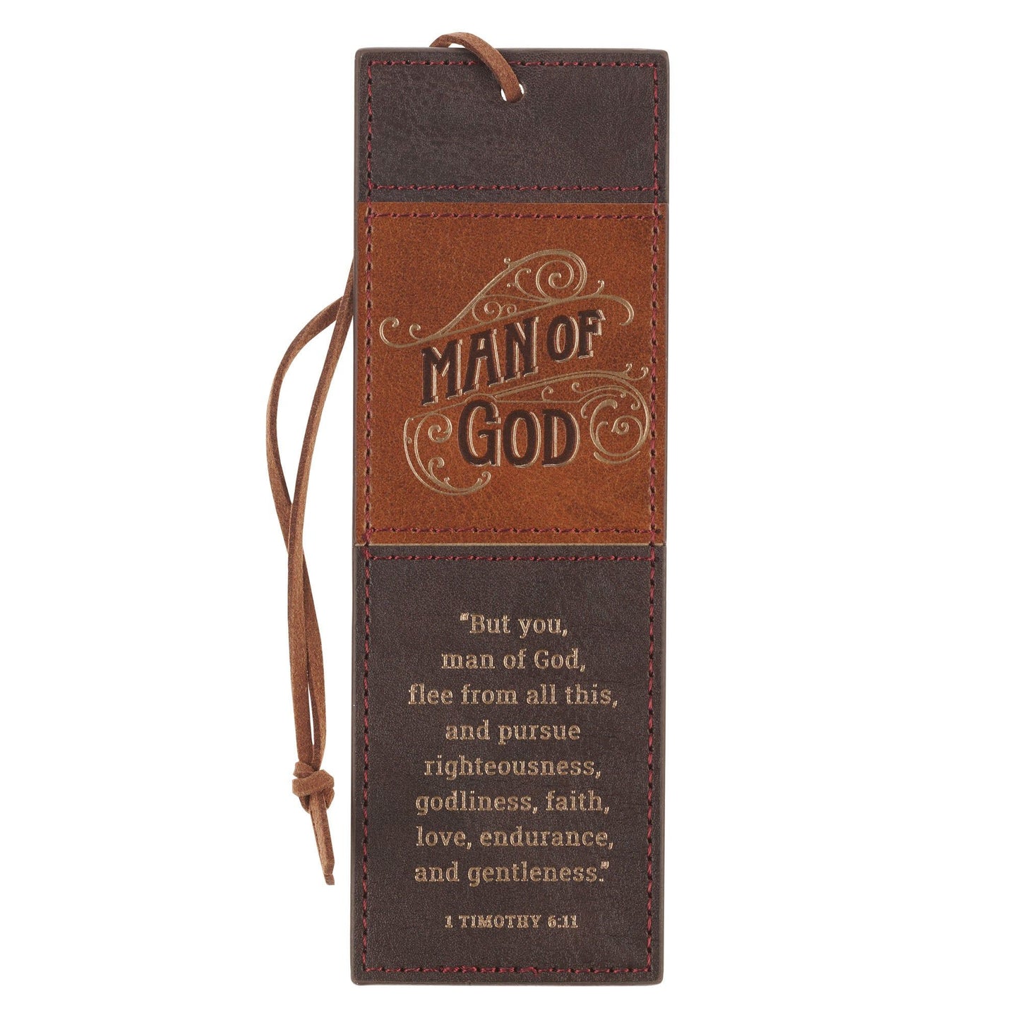 Bookmark Faux Leather Brown Man of
God 1 Tim. 6:11