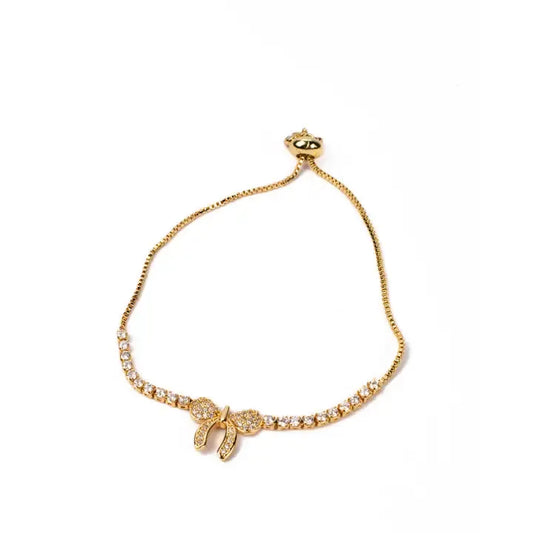 Bow Slide Bracelet   Gold   9.5"