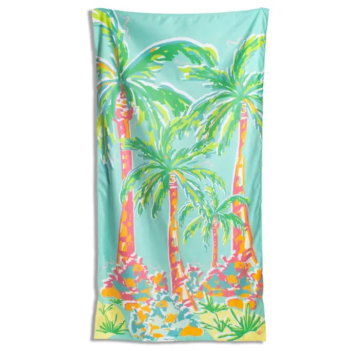 Caribbean Palm Giant Beach Towel    Aruba Blue/Multi    40x70