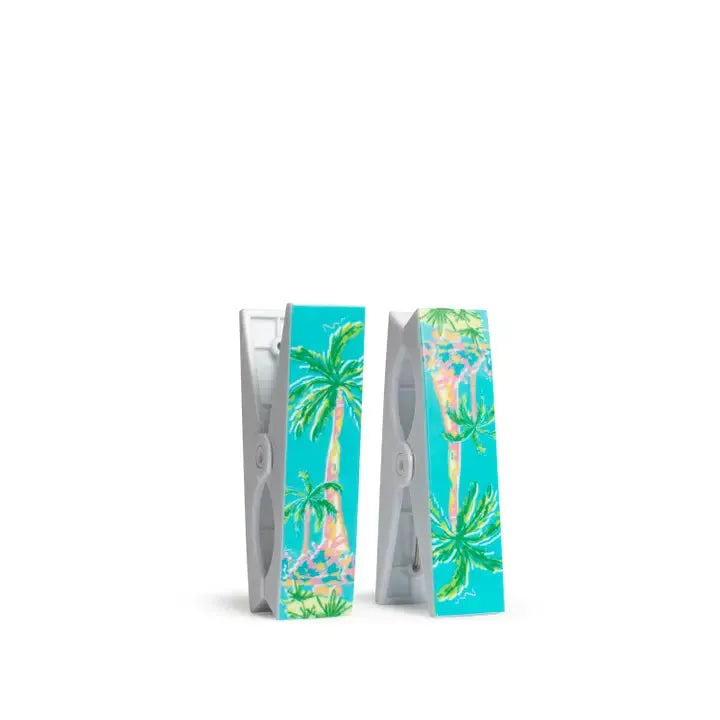 Caribbean Palm Beach Towel Clips   Aruba Blue/Multi 1.5x4.5   Set of 2