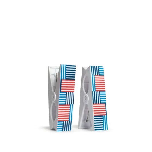 Freeport Stripe  Beach Towel Clips   Red/White/Blue   1.5x4.5   Set of 2