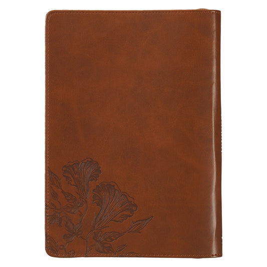 Journal Classic Zip Brown/Cream Floral
Printed Amazing Grace 2 Cor. 12:9
