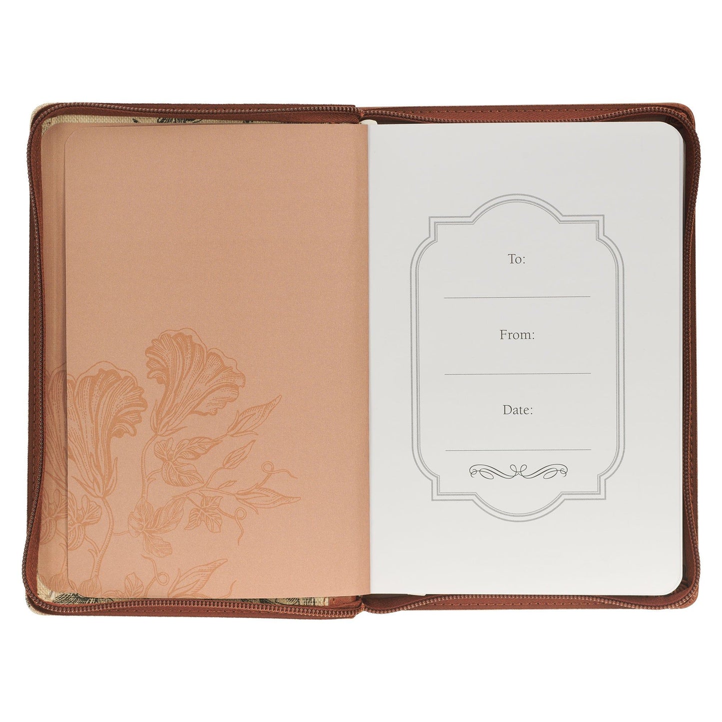 Journal Classic Zip Brown/Cream Floral
Printed Amazing Grace 2 Cor. 12:9