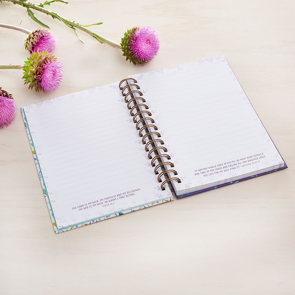 Journal Spiral-bound Purple/White Floral I Can Do All This Phil. 4:13