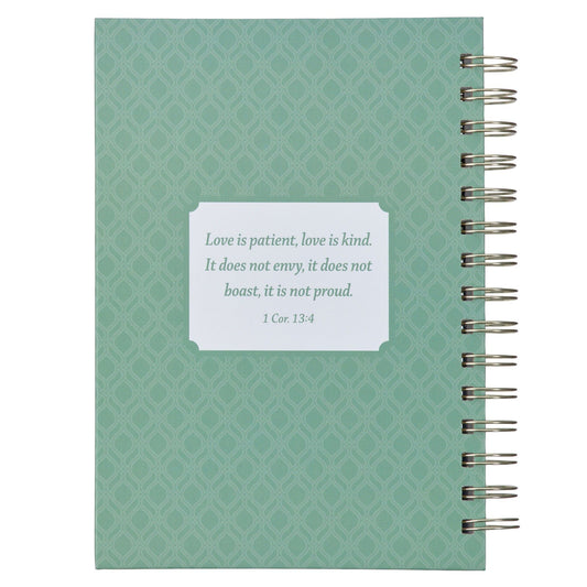 Journal Spiral-bound Green Love 1 Cor.
13:4