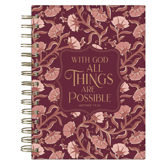 Journal Spiral-bound Pink Floral With God
Matt. 19:26