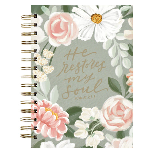 Journal Spiral-bound Green He Restores
My Soul Ps. 23:3