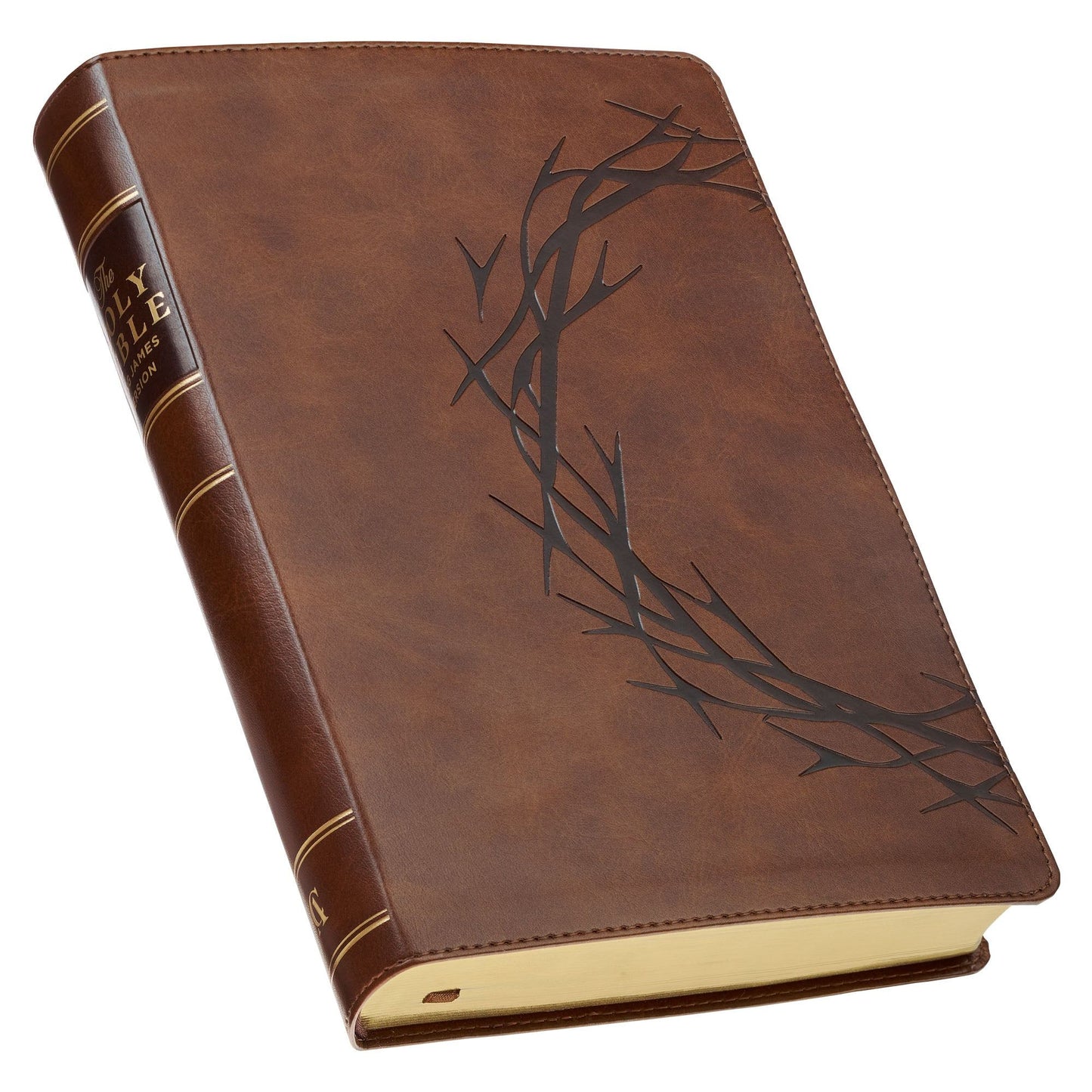 KJV  Bible  Giant  Print  Full  Size  Faux
Leather Crown of Thorns, Brown