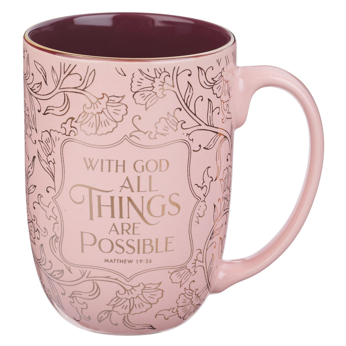 Mug Pink With God Matt 19:26