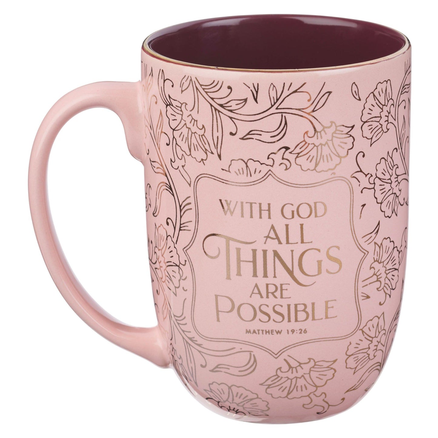 Mug Pink With God Matt 19:26