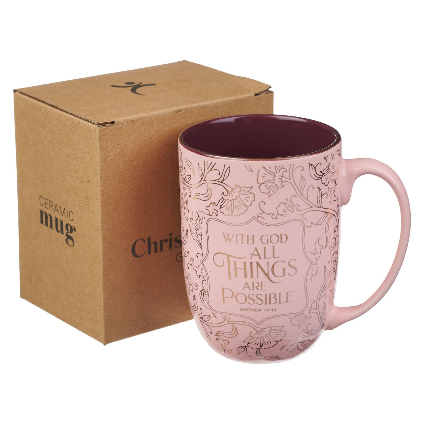 Mug Pink With God Matt 19:26
